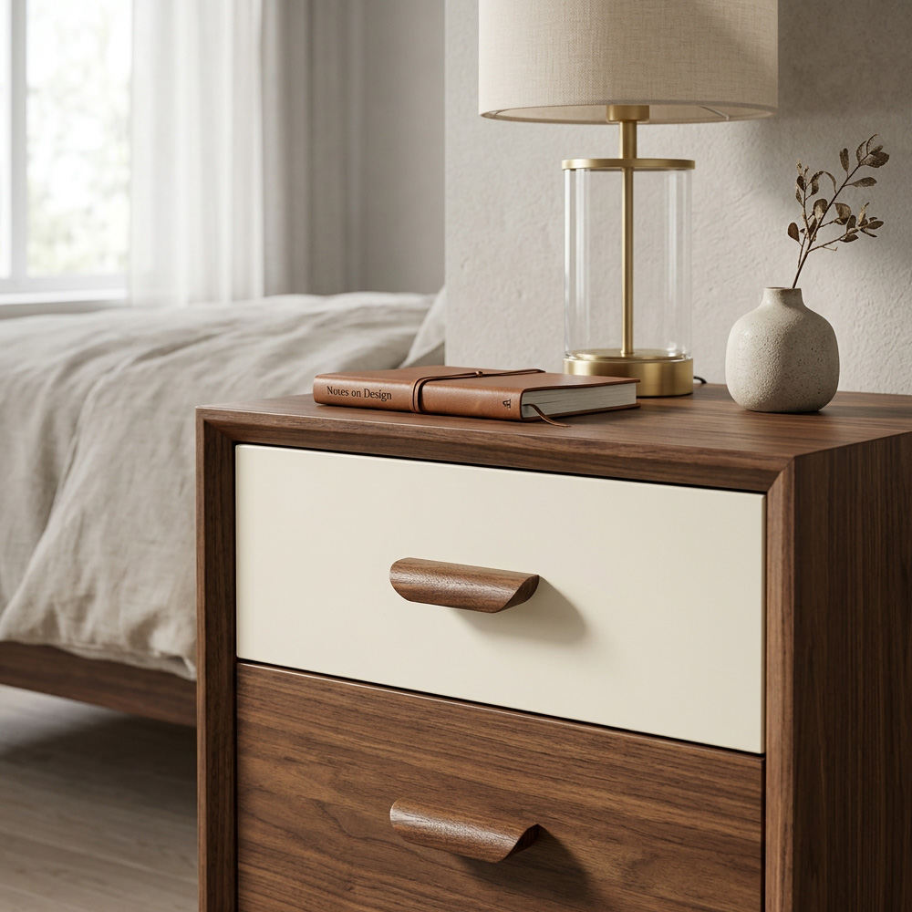 Modern Minimalist Black Walnut Wood Cabinet Pulls 