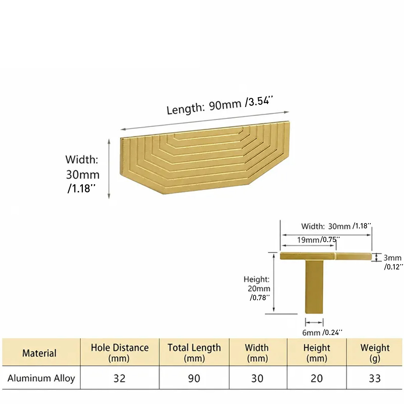 Modern Gold Aluminum Alloy Drawer Pulls for Kitchen Furniture