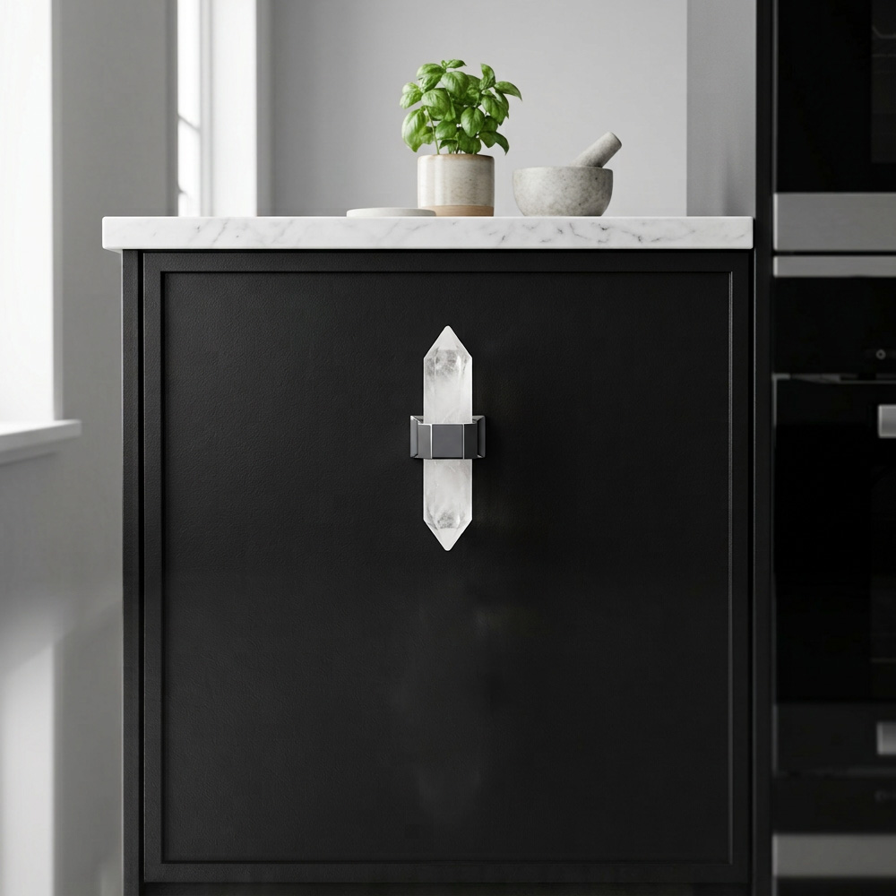 Nordic Natural Crystal Hexagonal Stone Drawer Pull