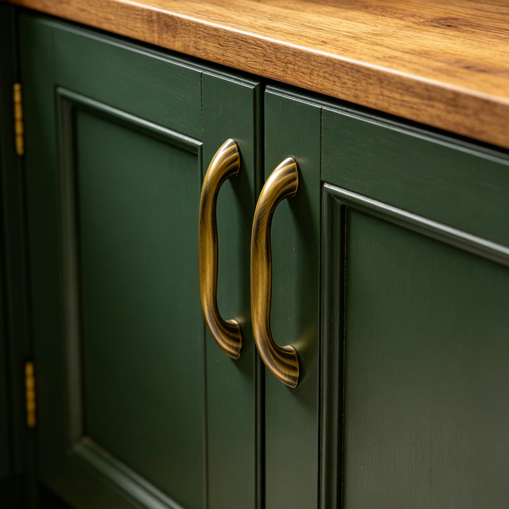 Modern Curved Black and Brass Arc Cabinet Pulls
