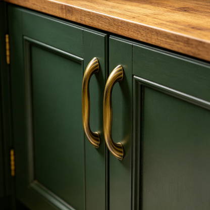 Modern Curved Black and Brass Arc Cabinet Pulls