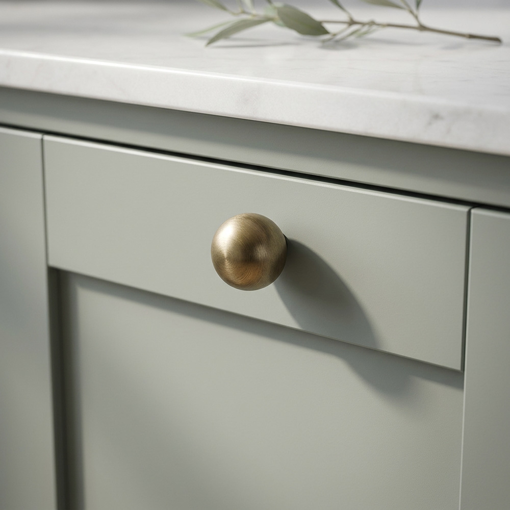 French Vintage Solid Antique Brass Ball-End Cabinet Pulls