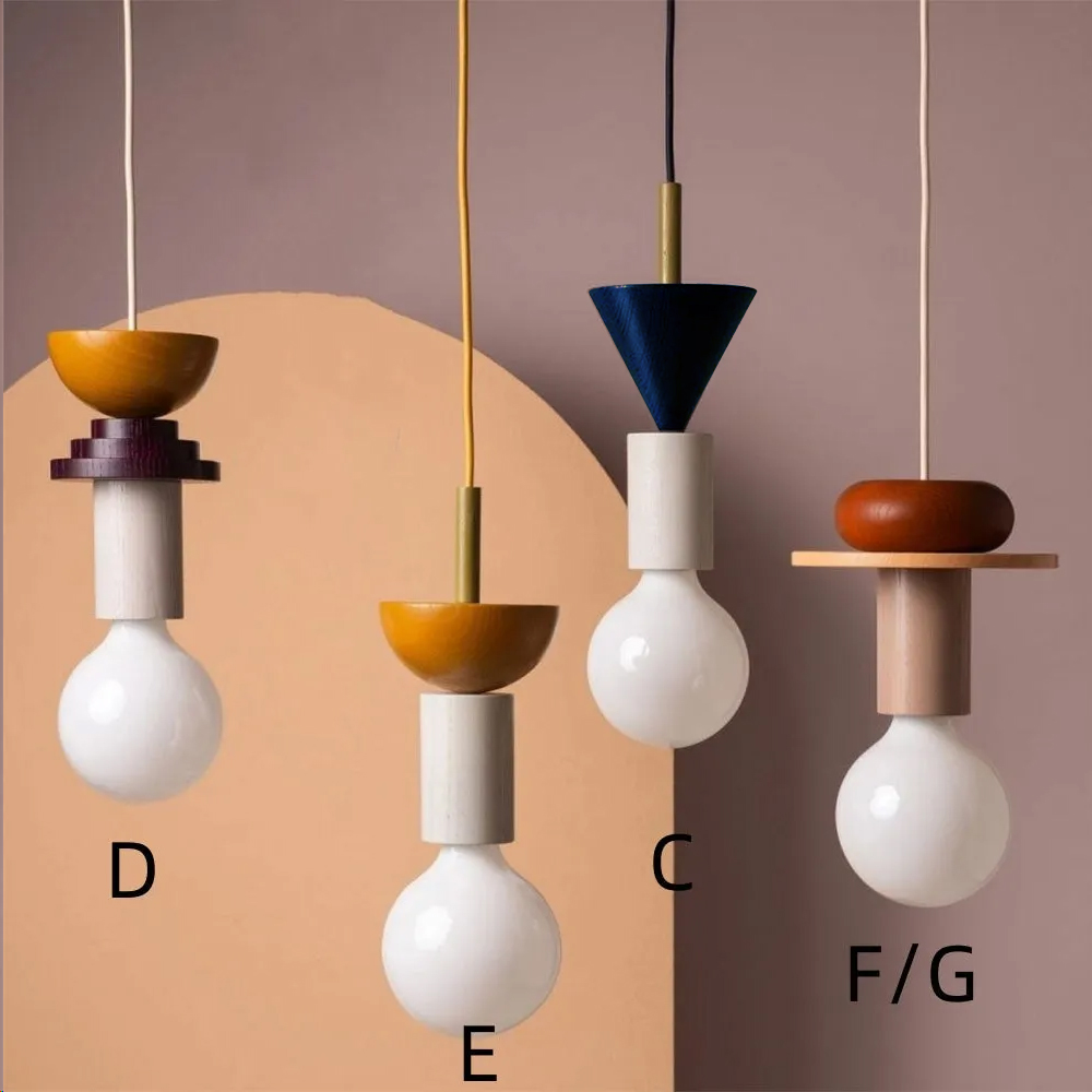 Design Colored Wood Blocks Pendant Light