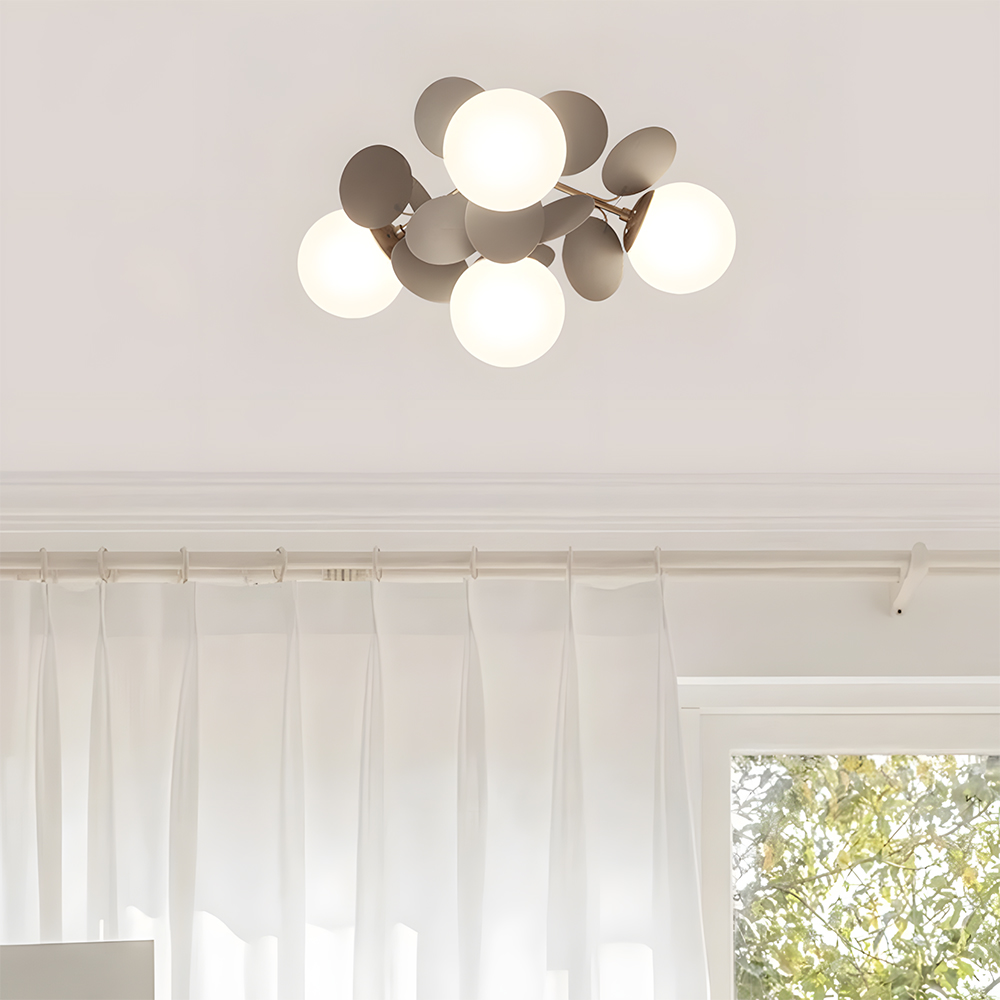 Modern Spherical Shape Glass Flush Ceiling Light Chandelier for Living Room