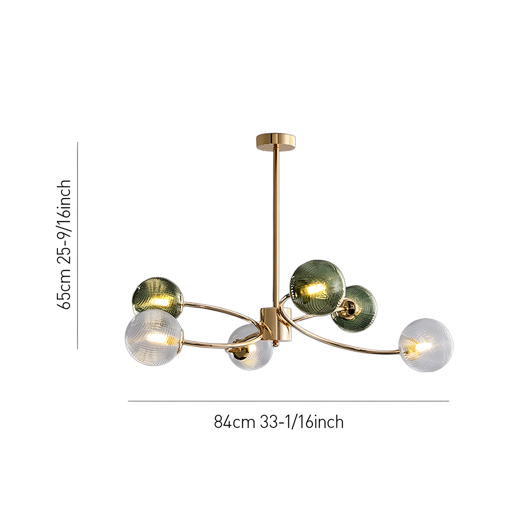 Art Deco Style Vintage Green Glass Chandelier