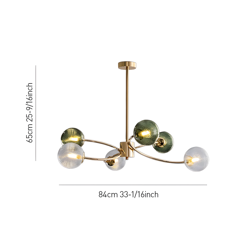 Art Deco Style Vintage Green Glass Chandelier