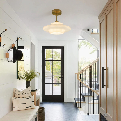 Modern White Glass Flush Mount Ceiling Light 