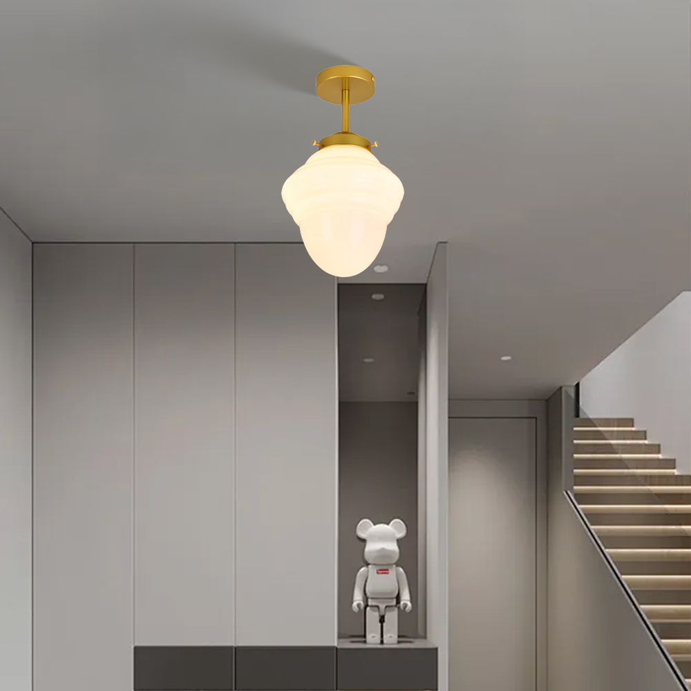 Vintage Glass White Flush Mount Ceiling Light For Bedroom