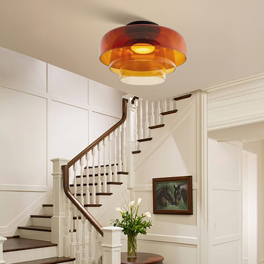 Medieval Flush Mount Glass Ceiling Lamp Design