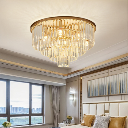 Luxury Crystal Multi-Tier Chandelier for Foyer Living Room