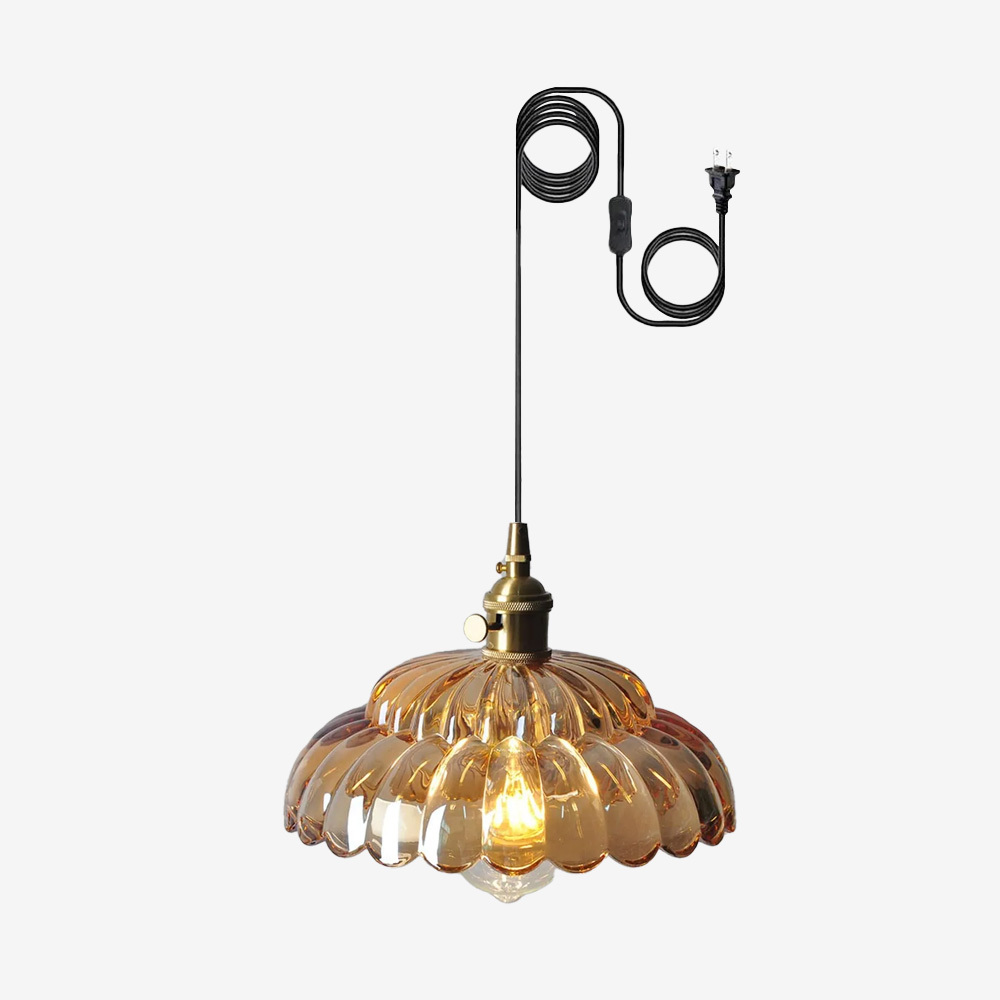 Vintage Plug-in Clear Petal Glass Pendant Light