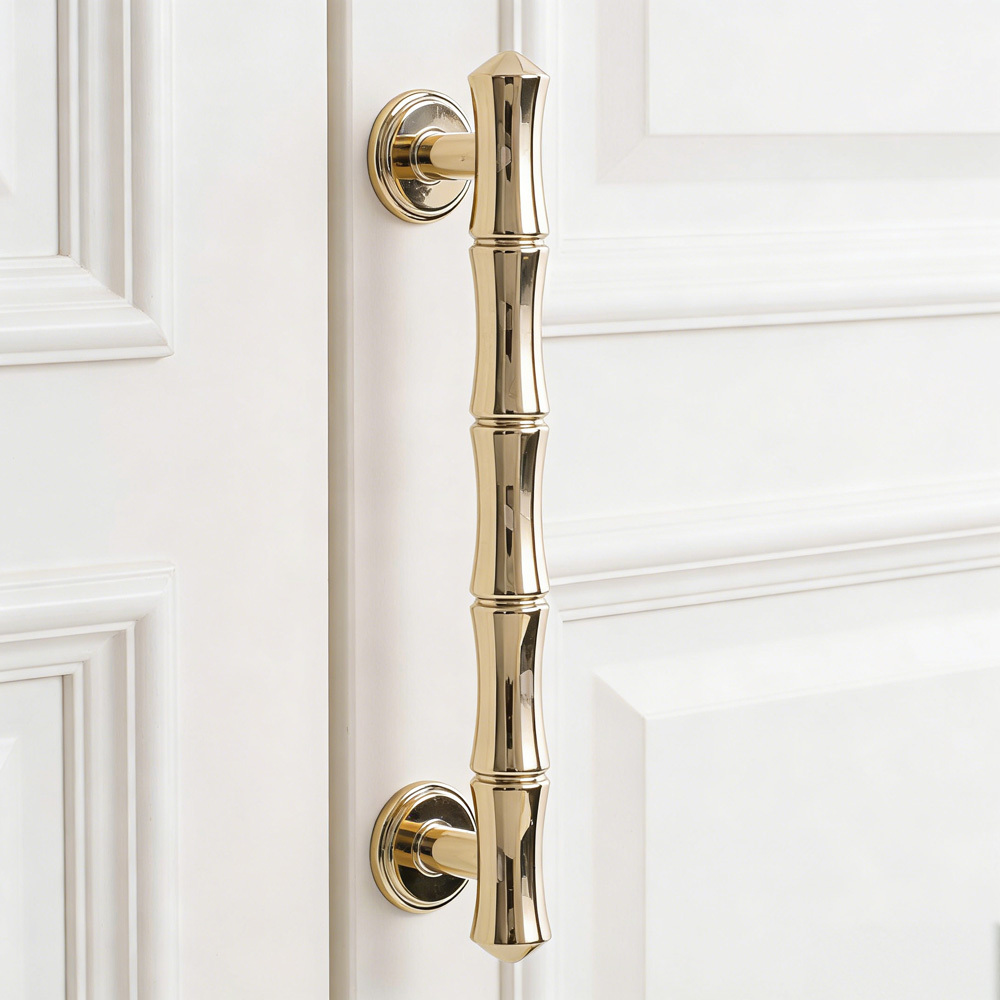 Light French Bamboo Polished Brass Drawer Pulls