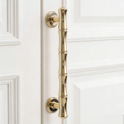 Light French Bamboo Polished Brass Drawer Pulls