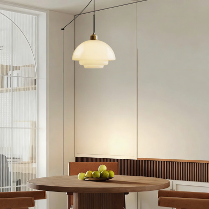 Mid Century Plug-in Milk White Glass Pendant Light