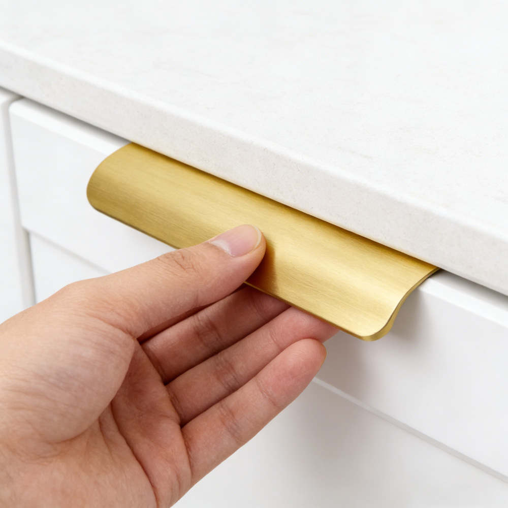 Modern Brushed Brass Gold  Edge Finger Pulls