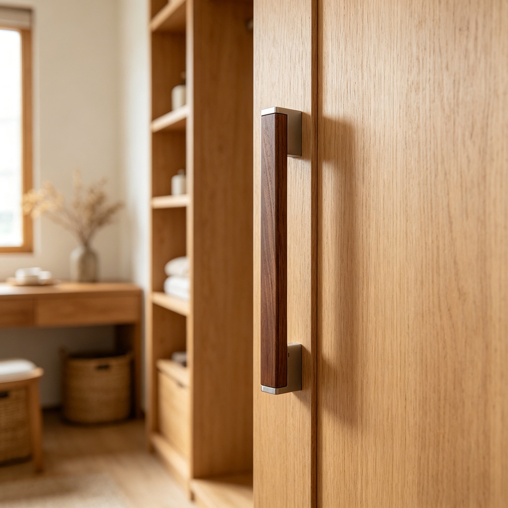 Wood Grain Black Drawer Pulls Kitchen Cabinet Handles