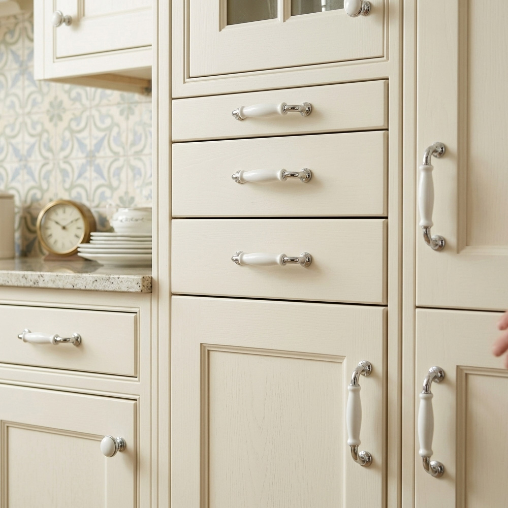 European Ceramic Zinc Alloy Bathroom Drawer Pulls