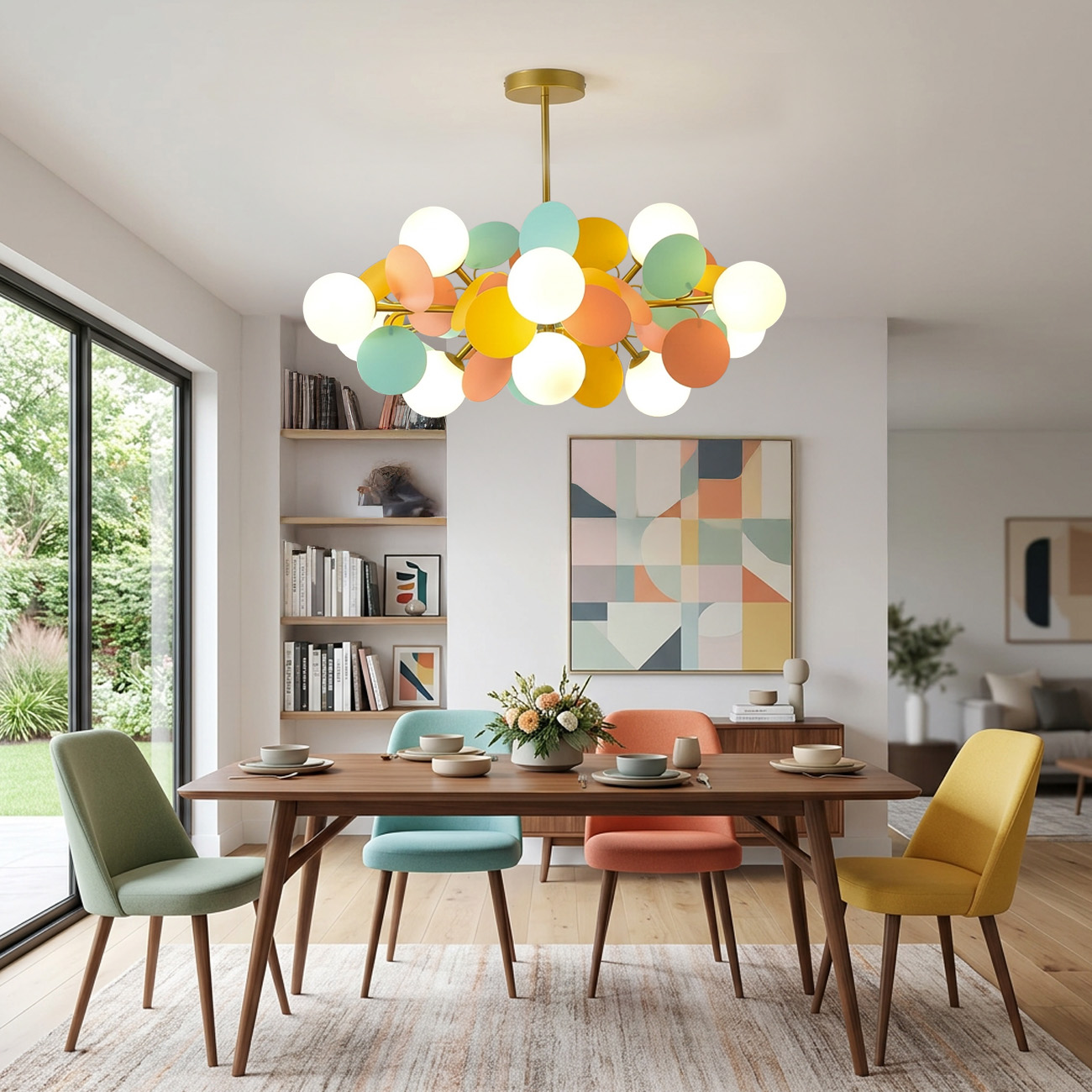 Design Multicolored Flower Branch Chandelier for Living Room