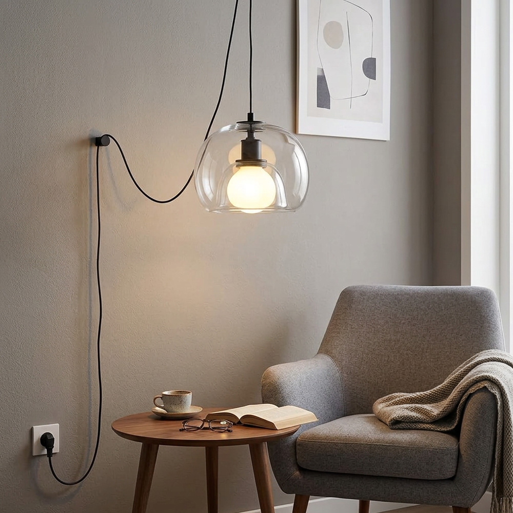 Handblown Glass Plug-in DIning Room Pendant Light