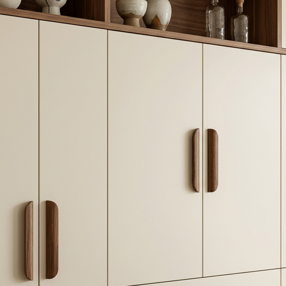 Modern Minimalist Black Walnut Wood Cabinet Pulls 