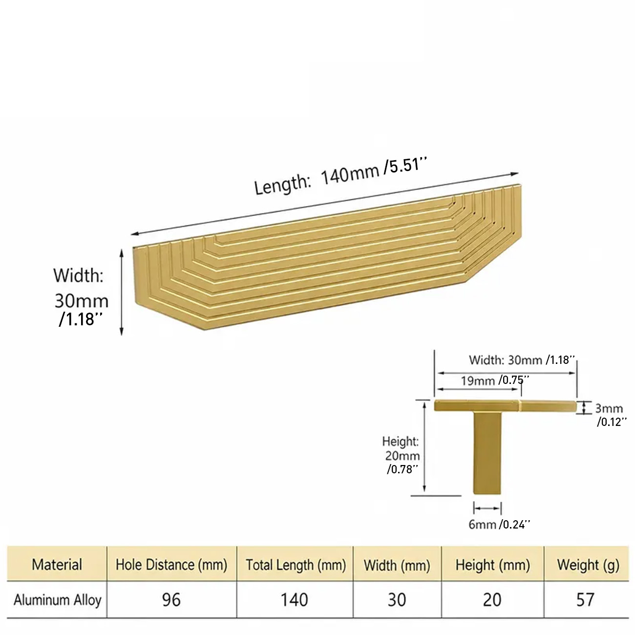 Modern Gold Aluminum Alloy Drawer Pulls for Kitchen Furniture
