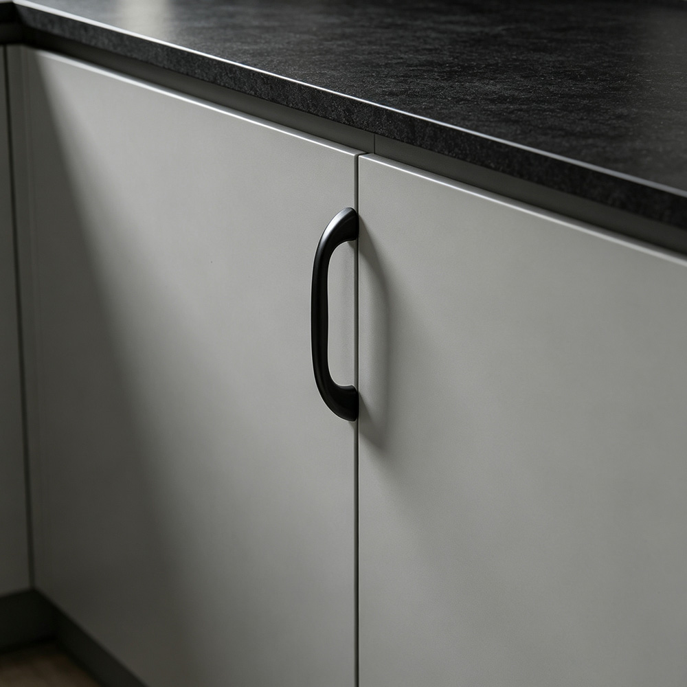 Modern Curved Black and Brass Arc Cabinet Pulls