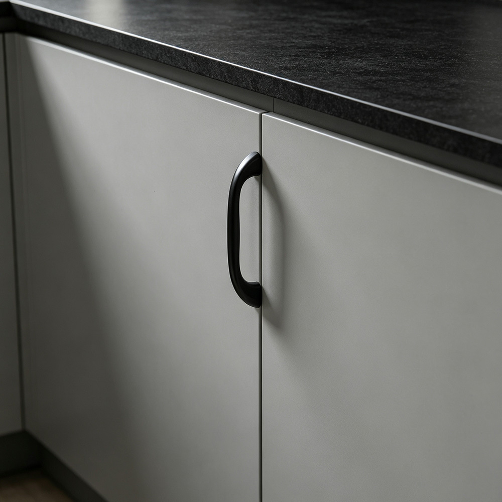 Modern Curved Black and Brass Arc Cabinet Pulls