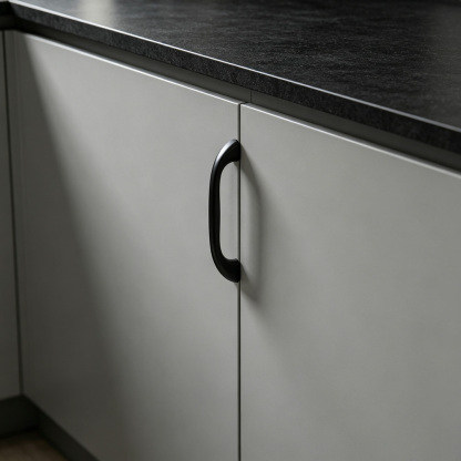 Modern Curved Black and Brass Arc Cabinet Pulls