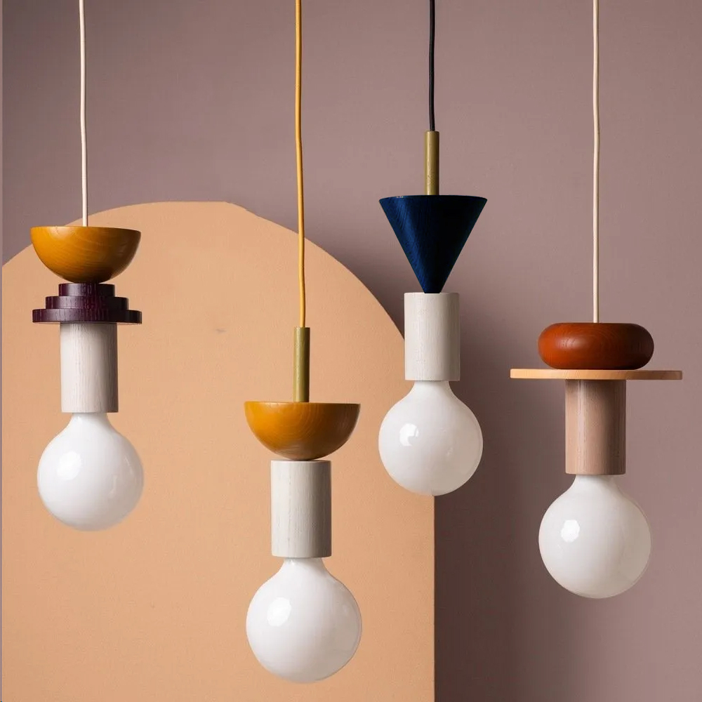 Design Colored Wood Blocks Pendant Light