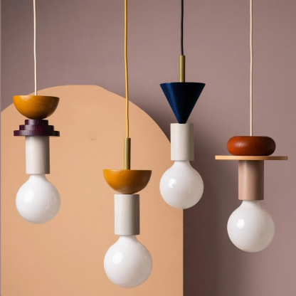 Design Colored Wood Blocks Pendant Light