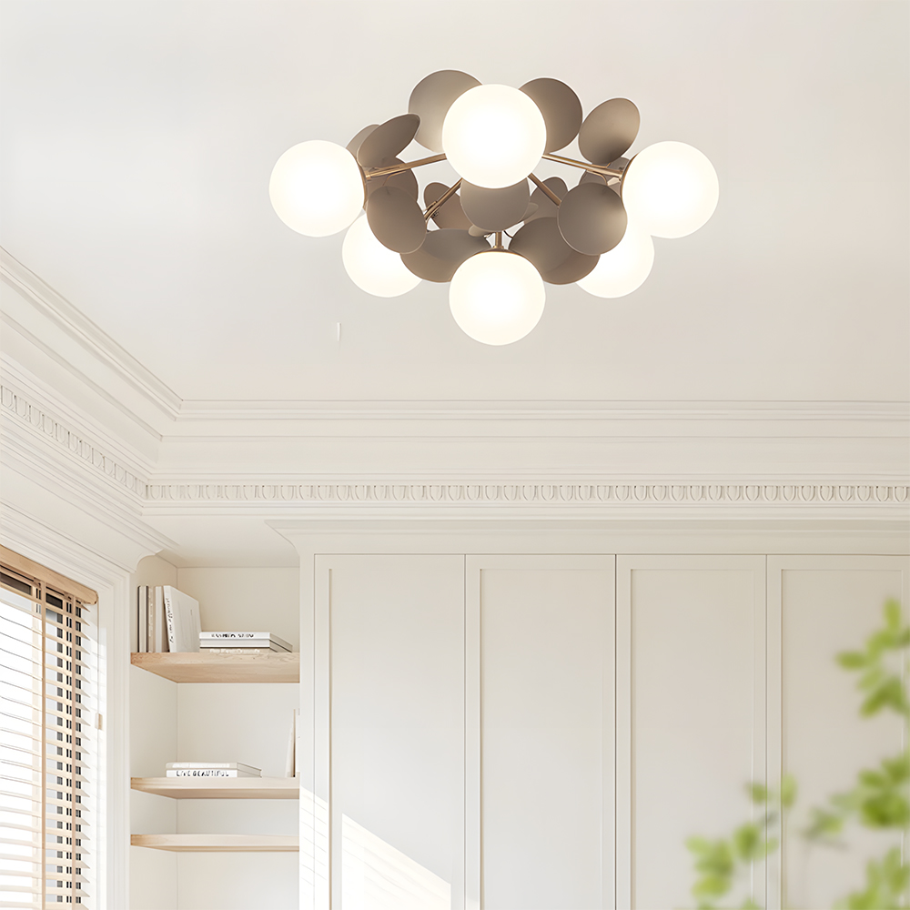 Modern Spherical Shape Glass Flush Ceiling Light Chandelier for Living Room