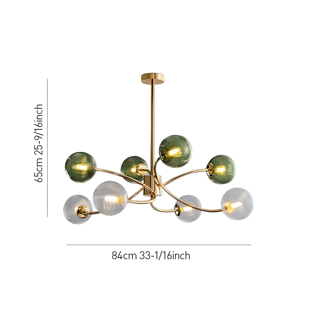 Art Deco Style Vintage Green Glass Chandelier