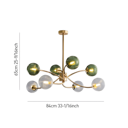 Art Deco Style Vintage Green Glass Chandelier