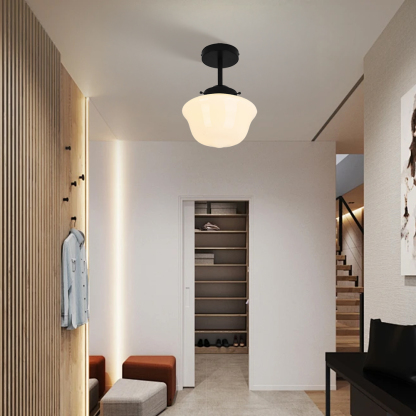 Vintage Glass White Flush Mount Ceiling Light For Bedroom