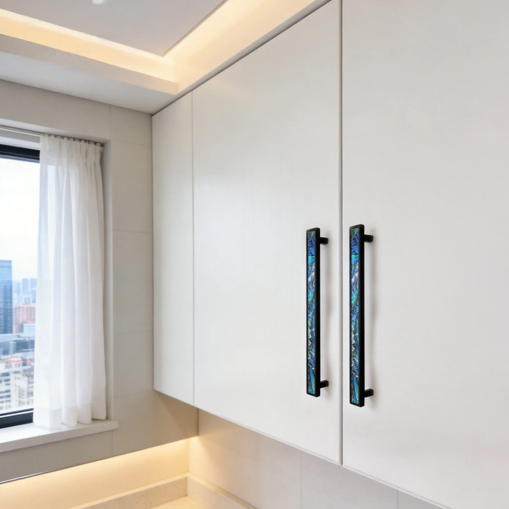 Luxury Natural Shell White Cabinet Pulls Brass Drawer Knobs