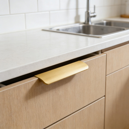 Modern Brushed Brass Gold  Edge Finger Pulls