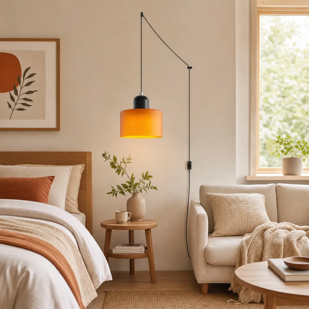 Bauhaus Small Orange Glass Pendant Light