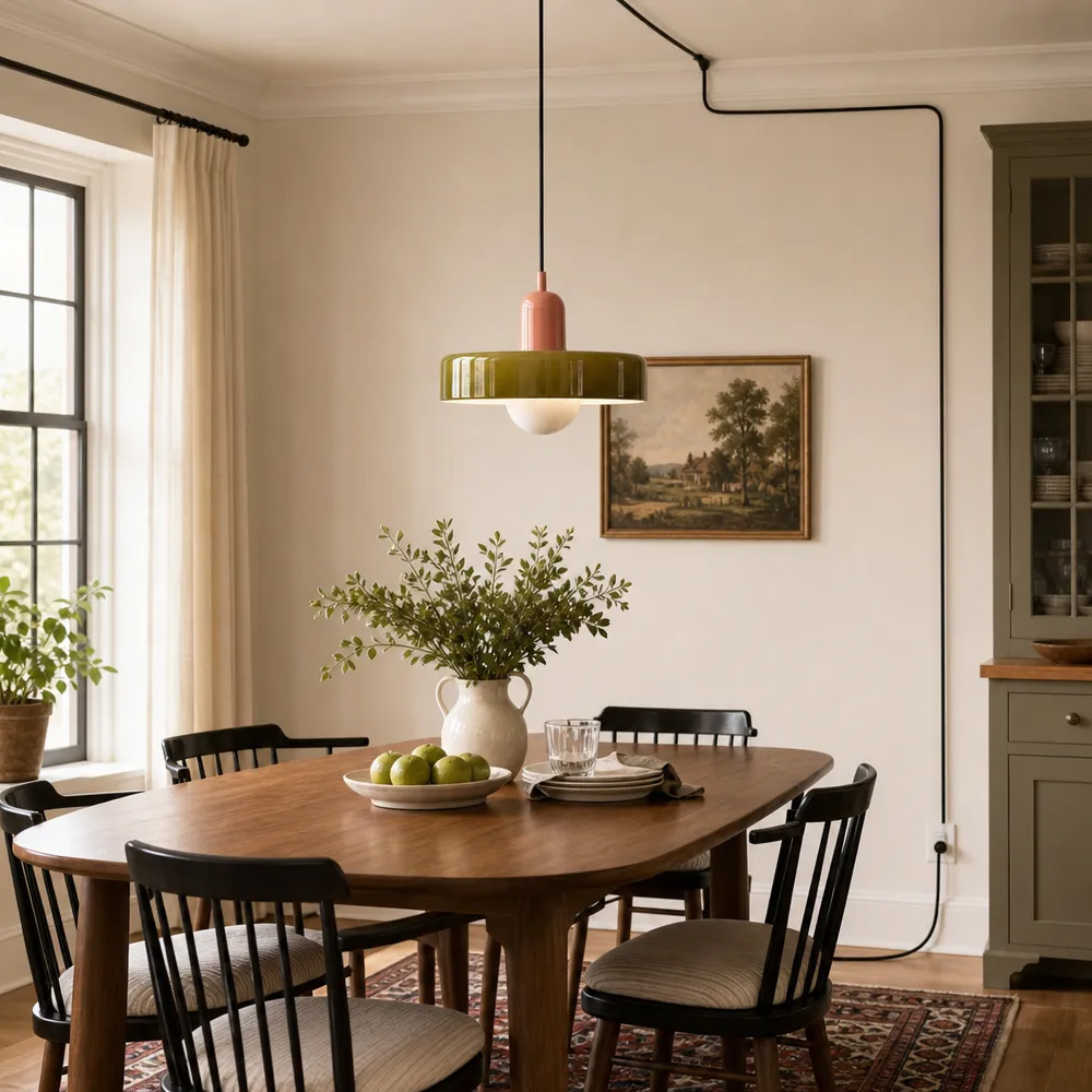 Bauhaus Colorful Glass Plug-In Pendant Light for Modern Rooms