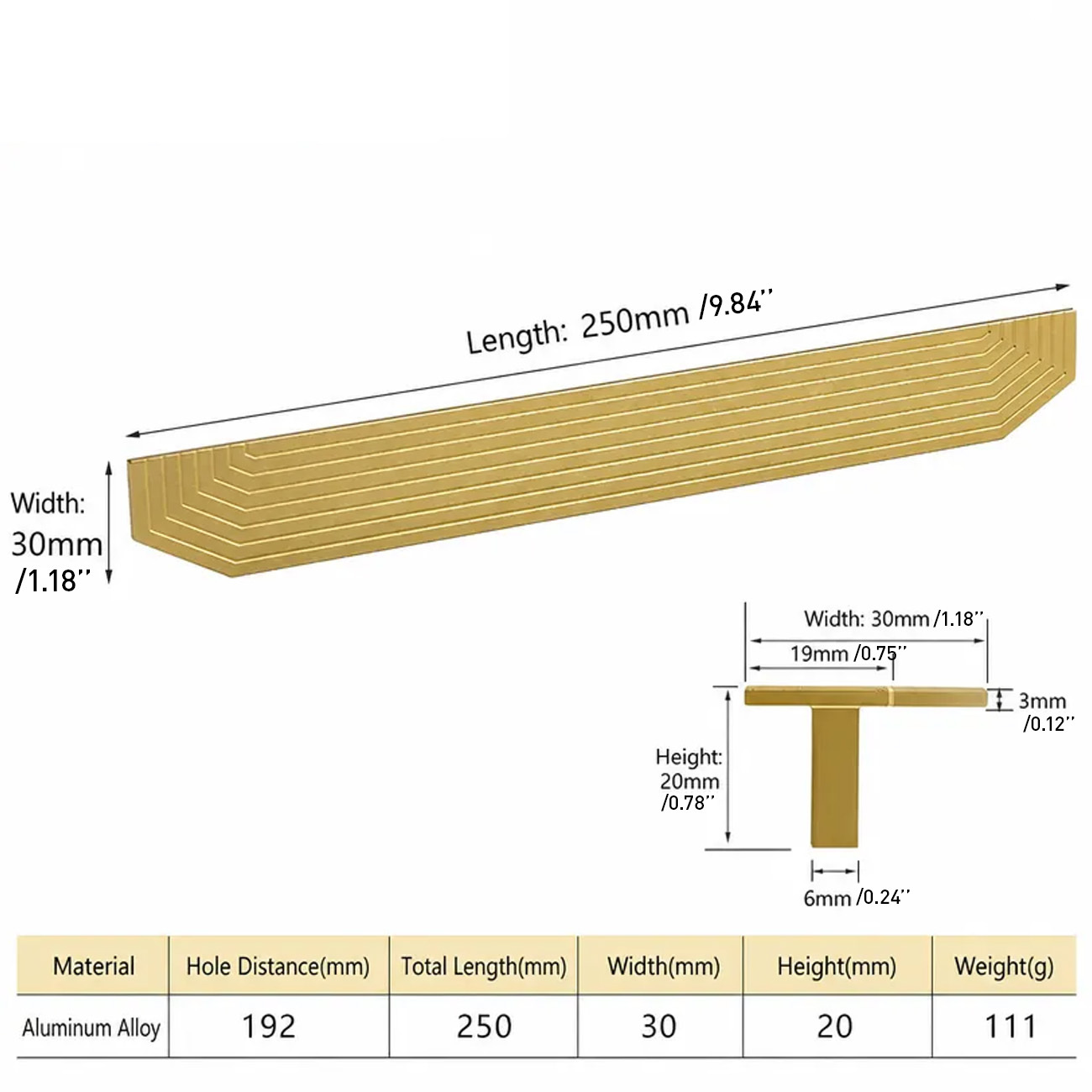 Modern Gold Aluminum Alloy Drawer Pulls for Kitchen Furniture