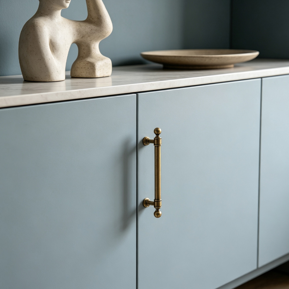 French Vintage Solid Antique Brass Ball-End Cabinet Pulls