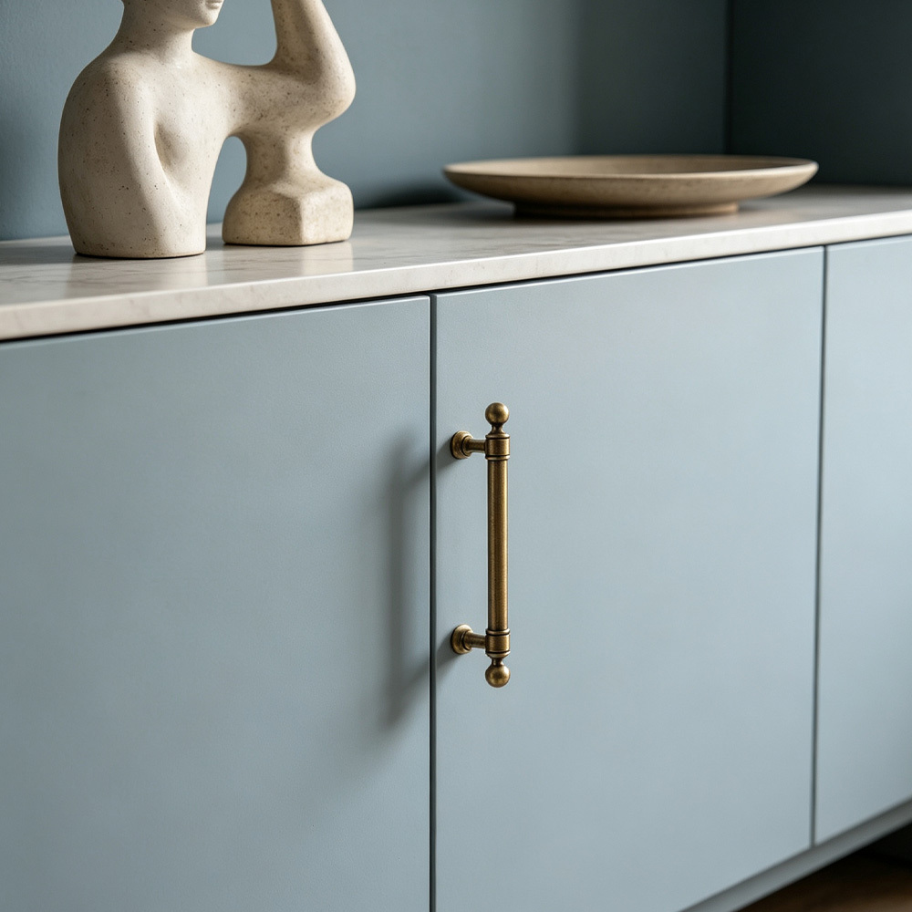 French Vintage Solid Antique Brass Ball-End Cabinet Pulls