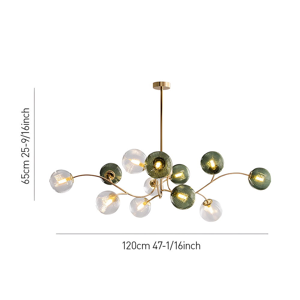 Art Deco Style Vintage Green Glass Chandelier