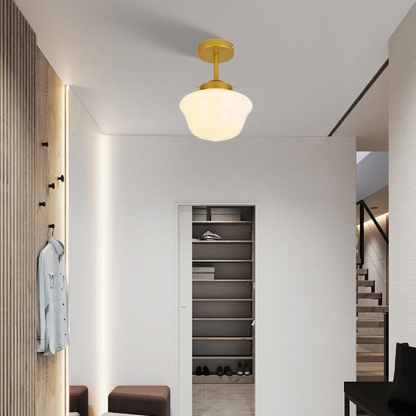 Vintage Glass White Flush Mount Ceiling Light For Bedroom