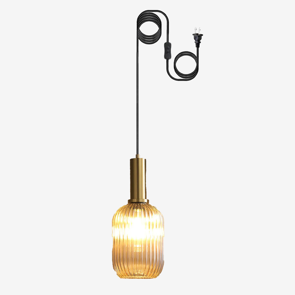 Retro Plug-in Lantern Shape Glass Pendant Light