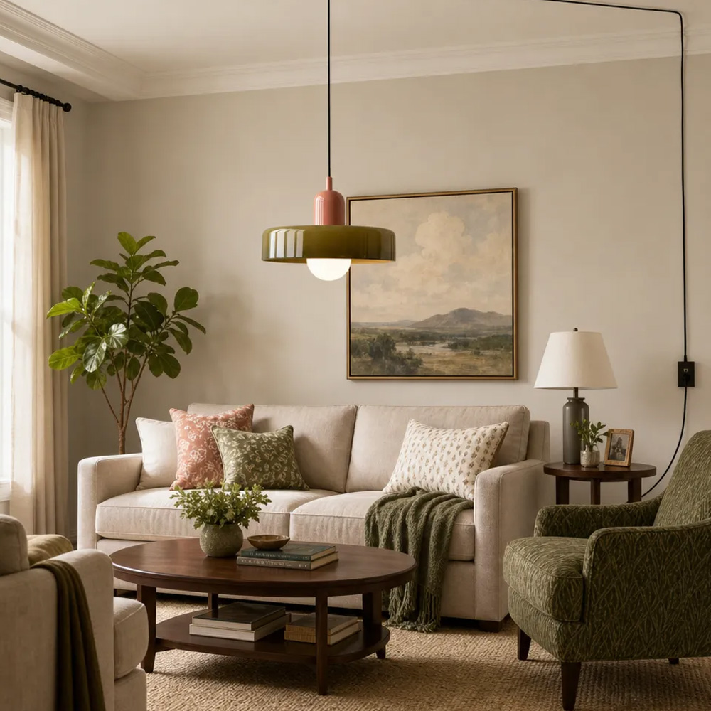 Bauhaus Colorful Glass Plug-In Pendant Light for Modern Rooms