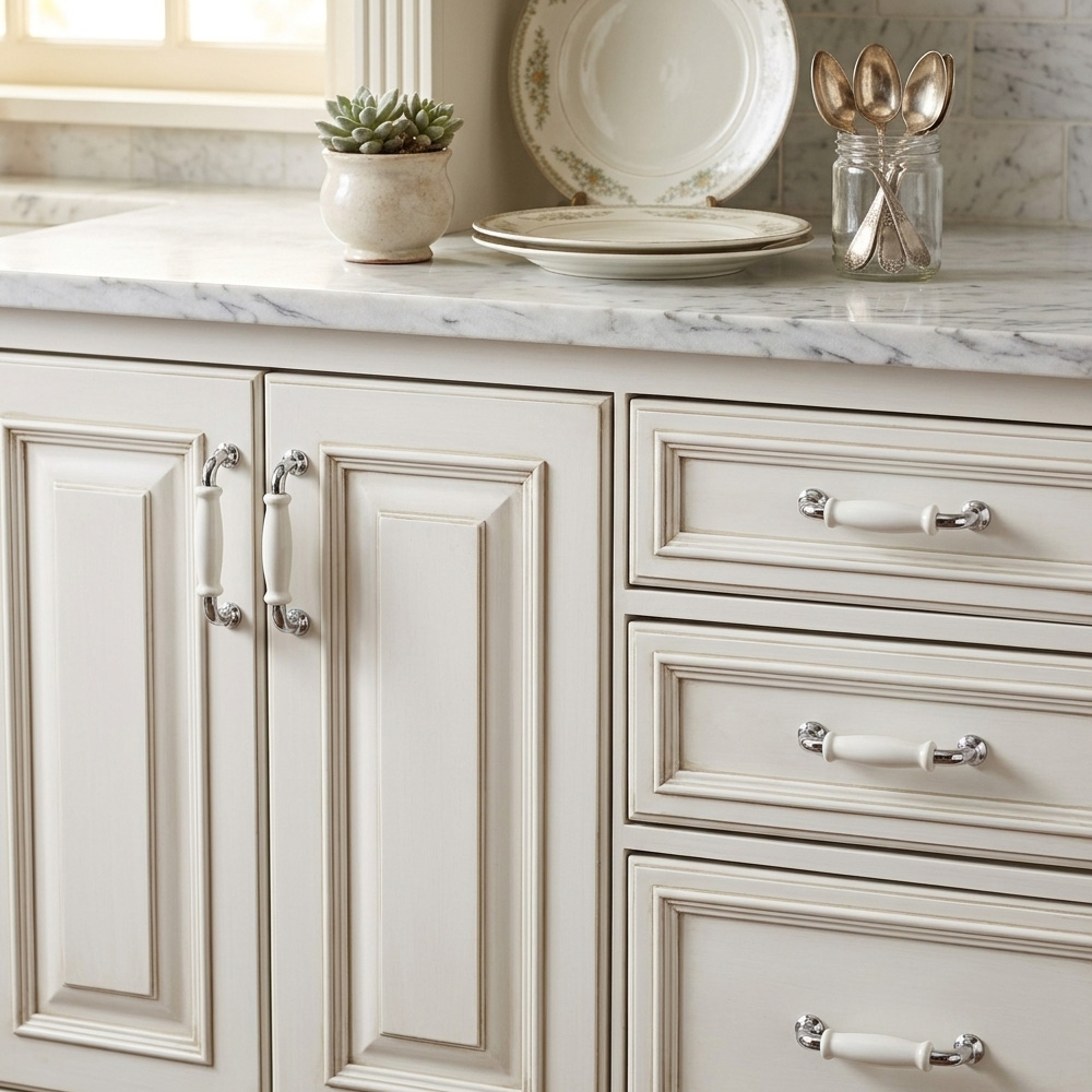 European Ceramic Zinc Alloy Bathroom Drawer Pulls