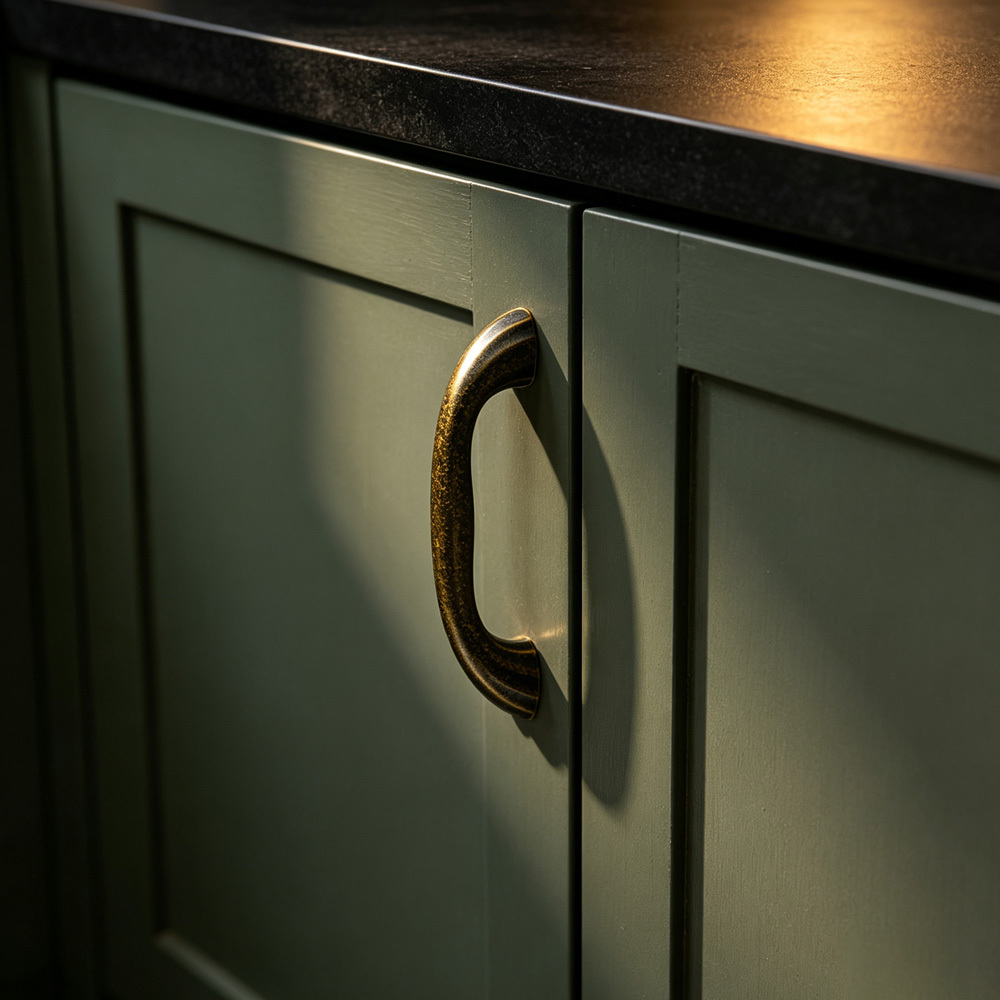 Modern Curved Black and Brass Arc Cabinet Pulls