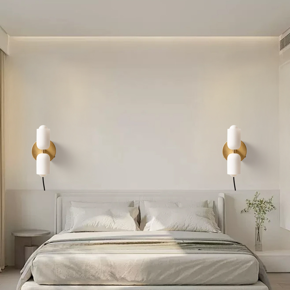 Set of 2 Elegant Glass Up Down Wall Lamp