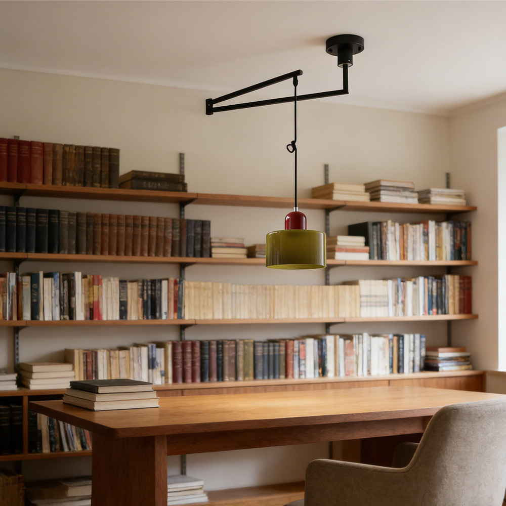 Modern Bauhaus Glass Adjustable Swing Arm Pendant Light