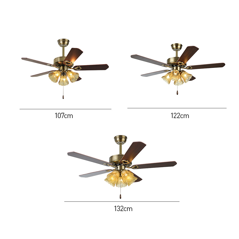 Semi-Flush Vintage Design Black Flower Shape Ceiling Fan With Light